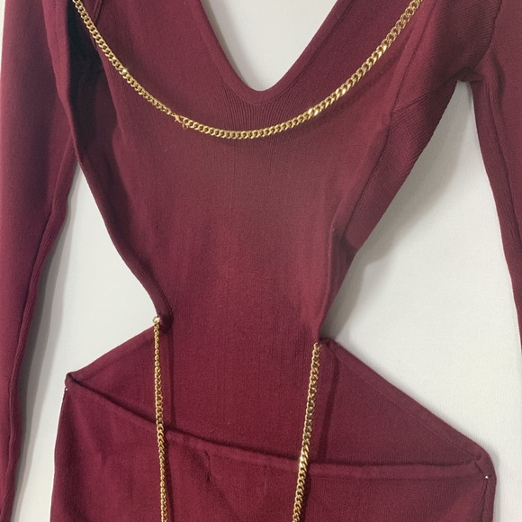 Michael Costello Open Back Dress w/ Chain in Dark Red Size S - Picture 5 of 6